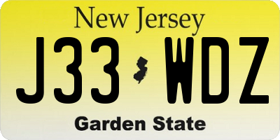 NJ license plate J33WDZ