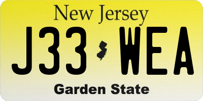 NJ license plate J33WEA