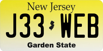 NJ license plate J33WEB