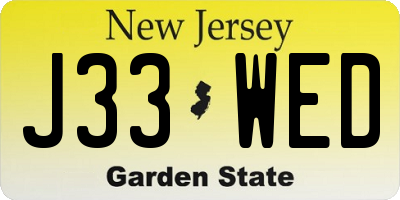 NJ license plate J33WED
