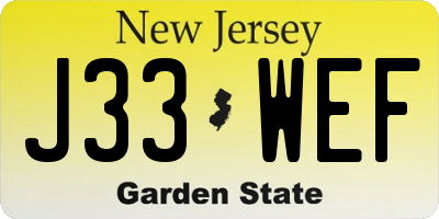 NJ license plate J33WEF