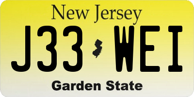 NJ license plate J33WEI