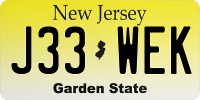 NJ license plate J33WEK