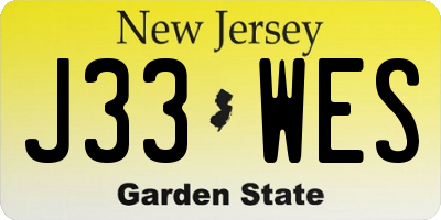 NJ license plate J33WES