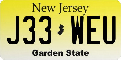 NJ license plate J33WEU