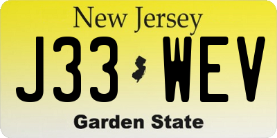 NJ license plate J33WEV