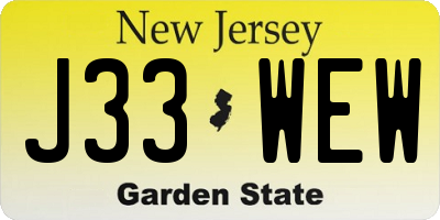NJ license plate J33WEW