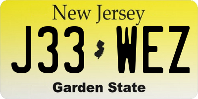 NJ license plate J33WEZ