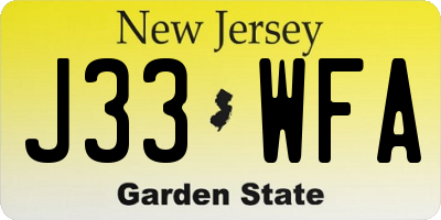 NJ license plate J33WFA