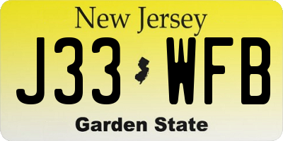 NJ license plate J33WFB