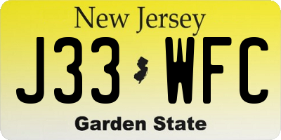NJ license plate J33WFC