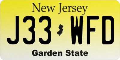 NJ license plate J33WFD