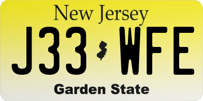 NJ license plate J33WFE