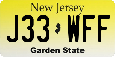 NJ license plate J33WFF