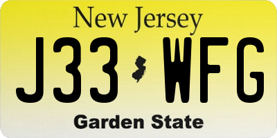 NJ license plate J33WFG