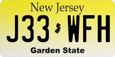 NJ license plate J33WFH