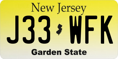 NJ license plate J33WFK