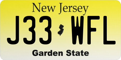 NJ license plate J33WFL