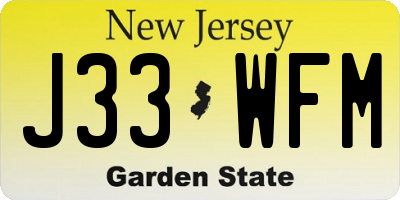 NJ license plate J33WFM