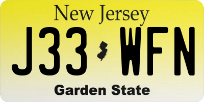 NJ license plate J33WFN