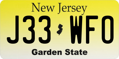 NJ license plate J33WFO