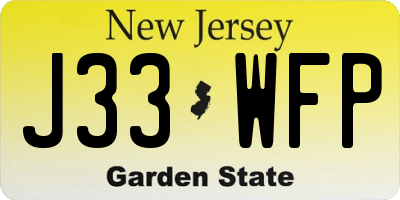 NJ license plate J33WFP