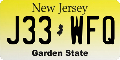 NJ license plate J33WFQ