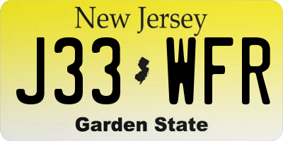 NJ license plate J33WFR