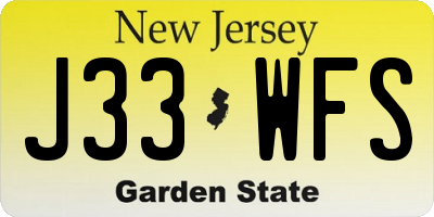 NJ license plate J33WFS