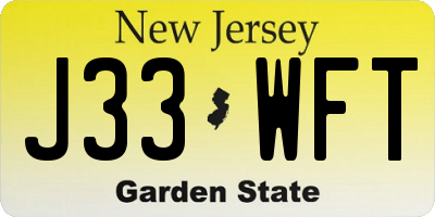 NJ license plate J33WFT