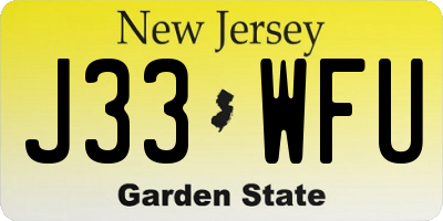 NJ license plate J33WFU