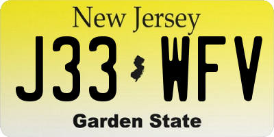 NJ license plate J33WFV