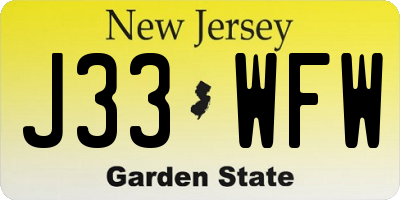 NJ license plate J33WFW