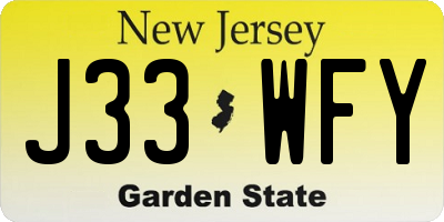 NJ license plate J33WFY