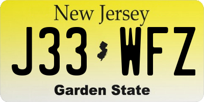 NJ license plate J33WFZ