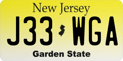 NJ license plate J33WGA