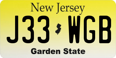 NJ license plate J33WGB