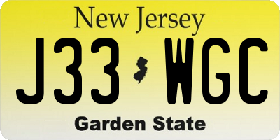 NJ license plate J33WGC