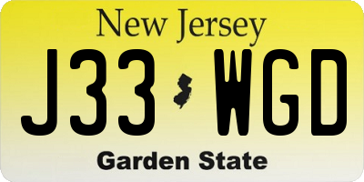 NJ license plate J33WGD