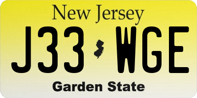 NJ license plate J33WGE