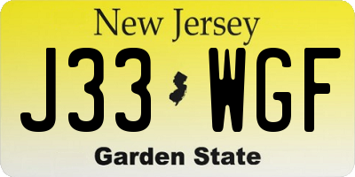 NJ license plate J33WGF