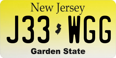 NJ license plate J33WGG