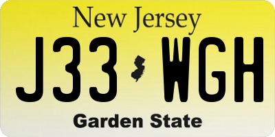 NJ license plate J33WGH