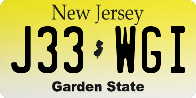 NJ license plate J33WGI