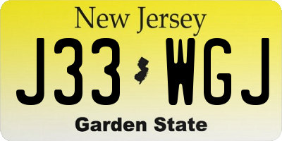 NJ license plate J33WGJ