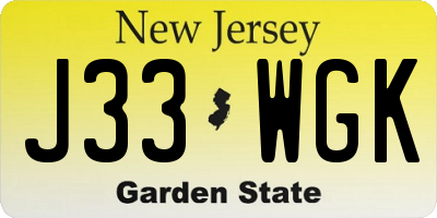 NJ license plate J33WGK