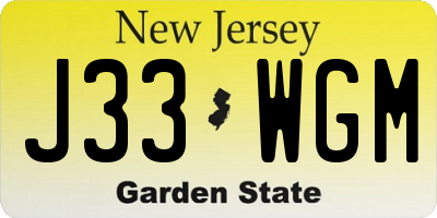 NJ license plate J33WGM