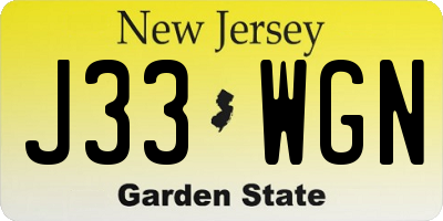 NJ license plate J33WGN