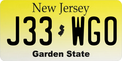 NJ license plate J33WGO