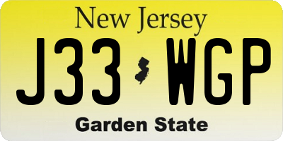 NJ license plate J33WGP